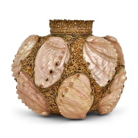 Victorian Abalone & Gilt Metal Lamp Shade