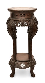 Chinese Carved Hardwood Plant Stand
