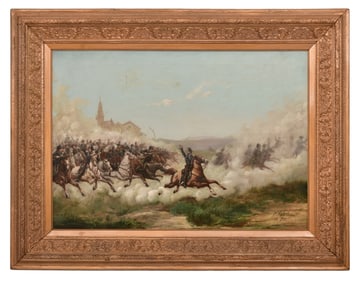Cavalry Scene, Oil on Canvas, Early 20th Century