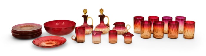 Lot of Amberina Glass Pieces