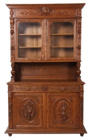Continental Carved Oak Hutch
