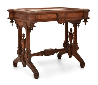 American Renaissance Revival Walnut Side Table