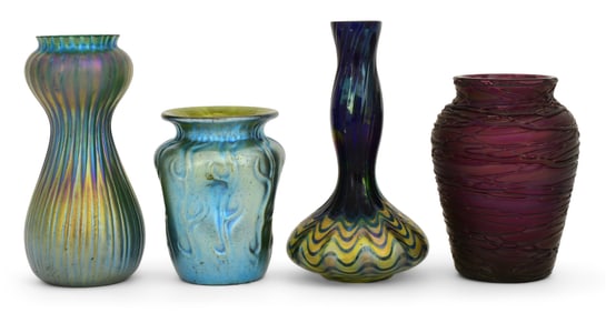 Lot of Four Austrian Art Glass Vases