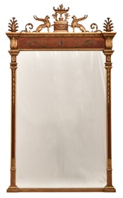 American Gilded & Painted Wood Mirror