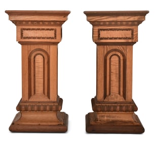 Pair of American Oak Pedestals