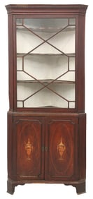 George III Inlaid Mahogany Corner Cabinet