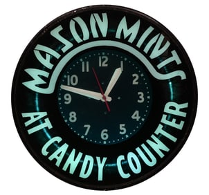Mason Mints At Candy Counter Advertising Clock