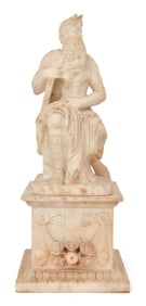 After Michelangelo (Italian, 1475-1564), "Moses" Alabaster Sculpture