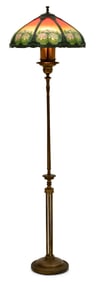 American Reverse Painted "Water Lily" Floor Lamp