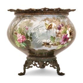 Creil et Montereau Faience & Bronze Jardiniere