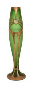 Art Nouveau Jeweled & Metal-Mounted Glass Vase