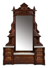 Renaissance Revival Walnut Dresser with Marble Top