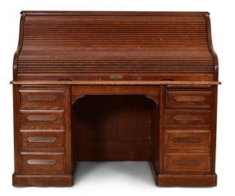 Derby Desk Co. Oak Rolltop Desk & Chair, From The Dalzell Axle Company, Egremont, Massachusetts