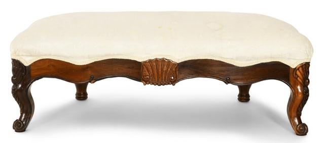 American Rococo Revival Rosewood Slipper Bench