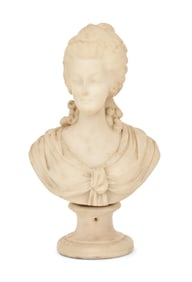 French Carved Alabaster Bust of Marie Antoinette