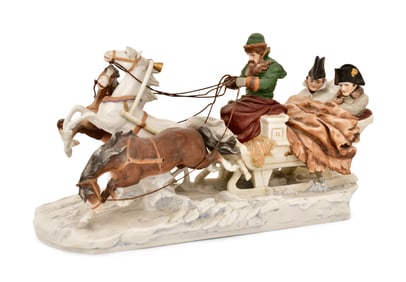 Scheibe-Alsbach Porcelain Grouping of a Horse-Drawn Sleigh