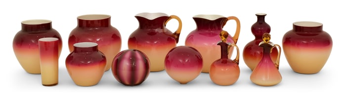 Lot of Wheeling Peachblow Pieces