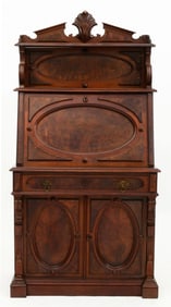 American Walnut & Burl Walnut Drop-Front Desk