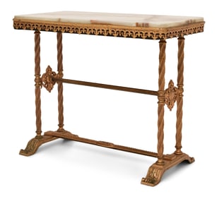 American Gilt Bronze & Onyx Table