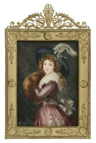 Continental Hand-Painted Porcelain Plaque of a Woman