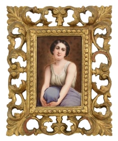 German Porcelain Plaque of a Woman, "Contemplation"