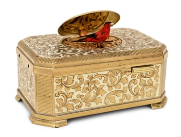 German Gilt Brass Singing Bird Box