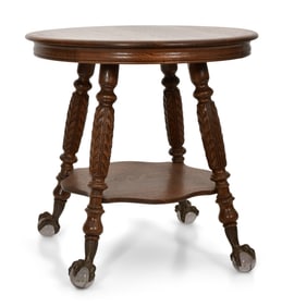 American Carved Oak Lamp Table