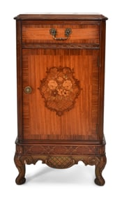 French Inlaid Walnut Nightstand