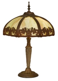 American Overlay Slag Glass Table Lamp