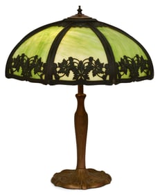 American Overlay Slag Glass Table Lamp