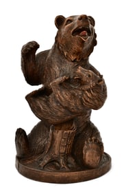 Black Forest Carved Wood Grouping of Two Bears