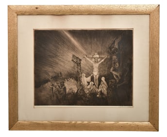 After Rembrandt Van Rijn, "Three Crosses," Etching