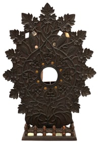 Folk Art Carved Wood & Glass Shadow Box