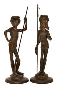 Emile Coriolan Hippolyte Guillemin (French, 1841-1907), Pair of Figural Candlesticks