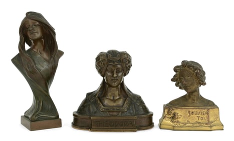Three Continental Bronze Sculptures of Woman
