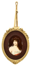 German Hand-Painted Porcelain Plaque of a Woman