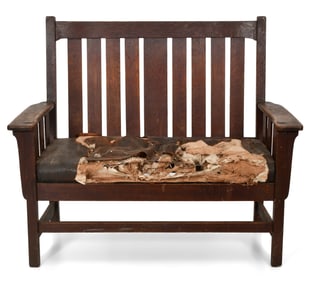 Attr. Harden Arts & Crafts Oak Settee