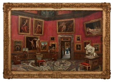Tribuna of the Uffizi, Oil on Canvas, 19th Century, Signed Lower Left