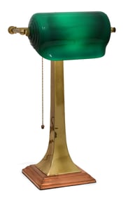 American Cased Glass & Brass Desk Lamp