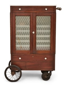 American Mahogany Dental Cabinet on Wheels