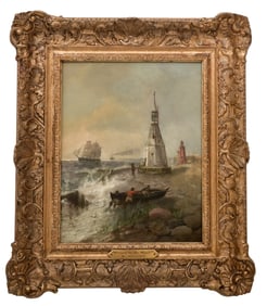 E. Giller (English, 19th Century), "Bringing in the Boat"