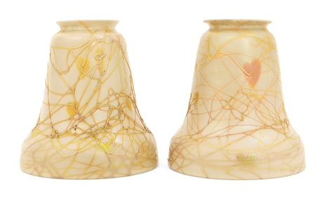 Pair of Steuben Art Glass "Heart & Vine" Shades