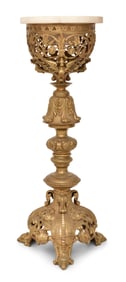 American Gilt Bronze Pedestal with Marble Top