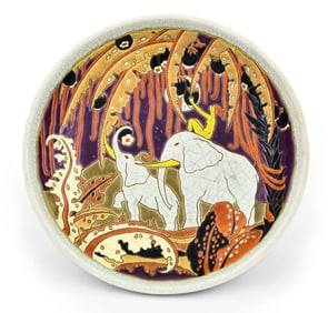 Longwy Pottery, Pomone Bon Marche, "Elephants" Charger