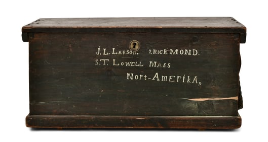 19th Century Paint-Decorated Wood Sea Chest