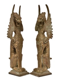 Pair of Bronze Gargoyle Sculptures