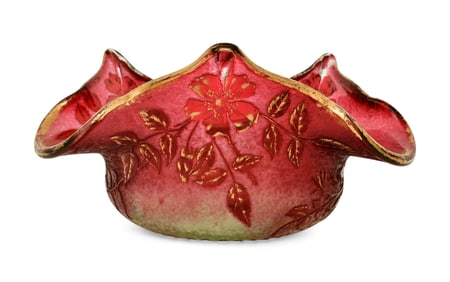 American Cameo Glass Floral Bride's Basket