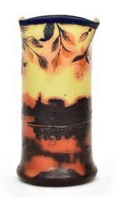 Michel Cameo Glass Scenic Vase