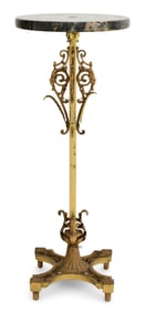 French Gilt Bronze Plant Stand with Marble Top