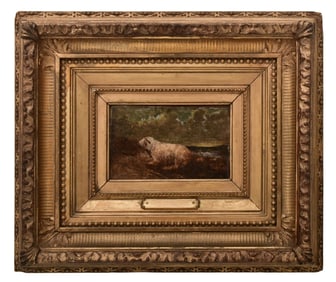 Recumbent Sheep in a Landscape, Oil on Panel, 19th Century